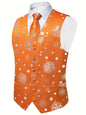 DiBanGu Orange Silver Christmas Snowflake Vest Bow Tie Set Size L