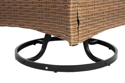 Outdoor Patio Set PE Rattan Steel Brown Swivel Rocker 3 Piece 350 LB
