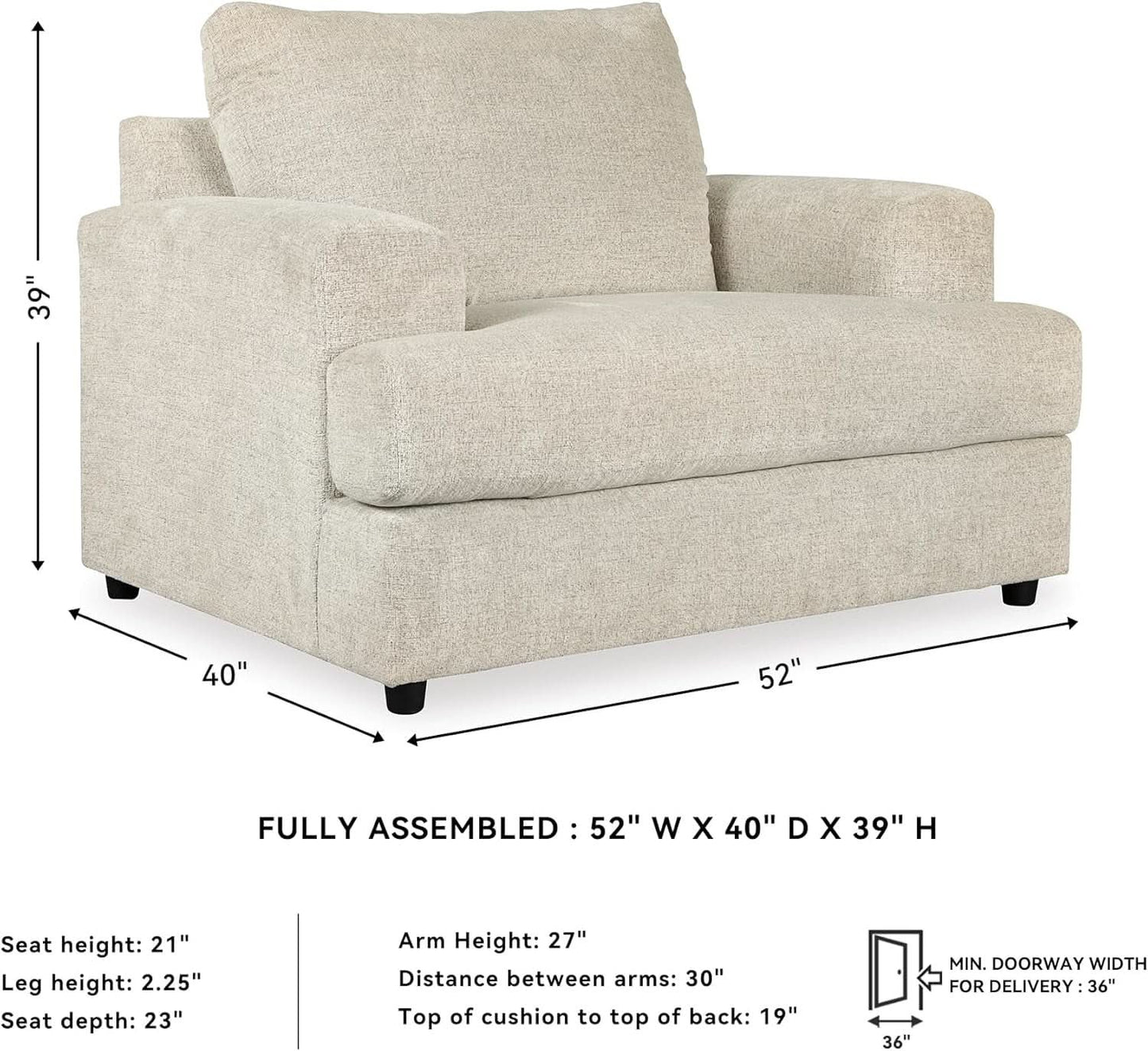 Soletren Contemporary Off White Chenille Upholstered Chair