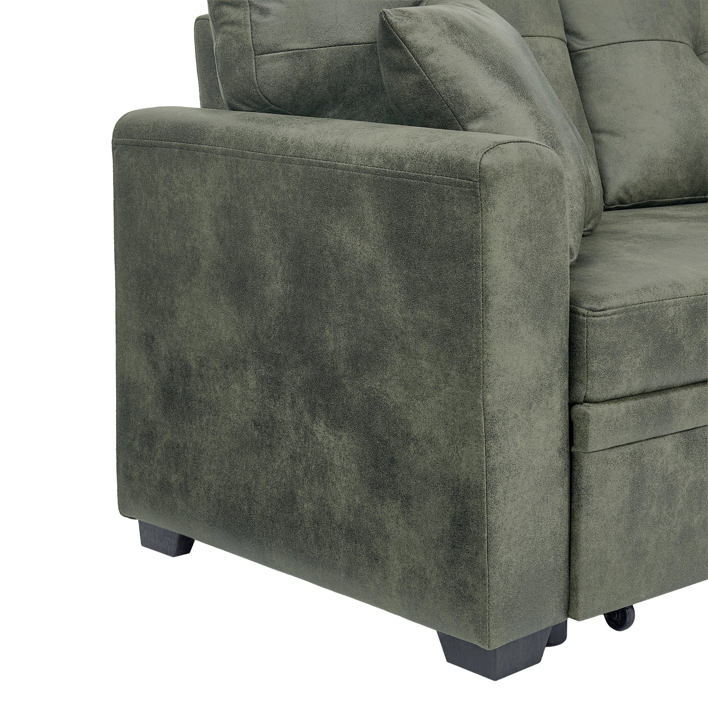 Sectional Sofa L-Shape Olive Green Sleeper 71