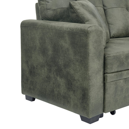 Sectional Sofa L-Shape Olive Green Sleeper 71