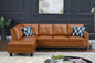 Sectional Sofa L-Shape Faux Leather Ginger 3 Seat Tufted Nailhead