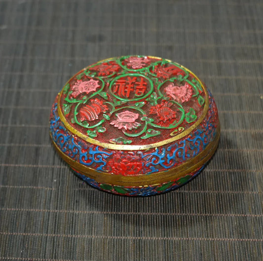 Handmade Painted Lacquerware Flower Box – Vintage-Inspired Chinese Storage