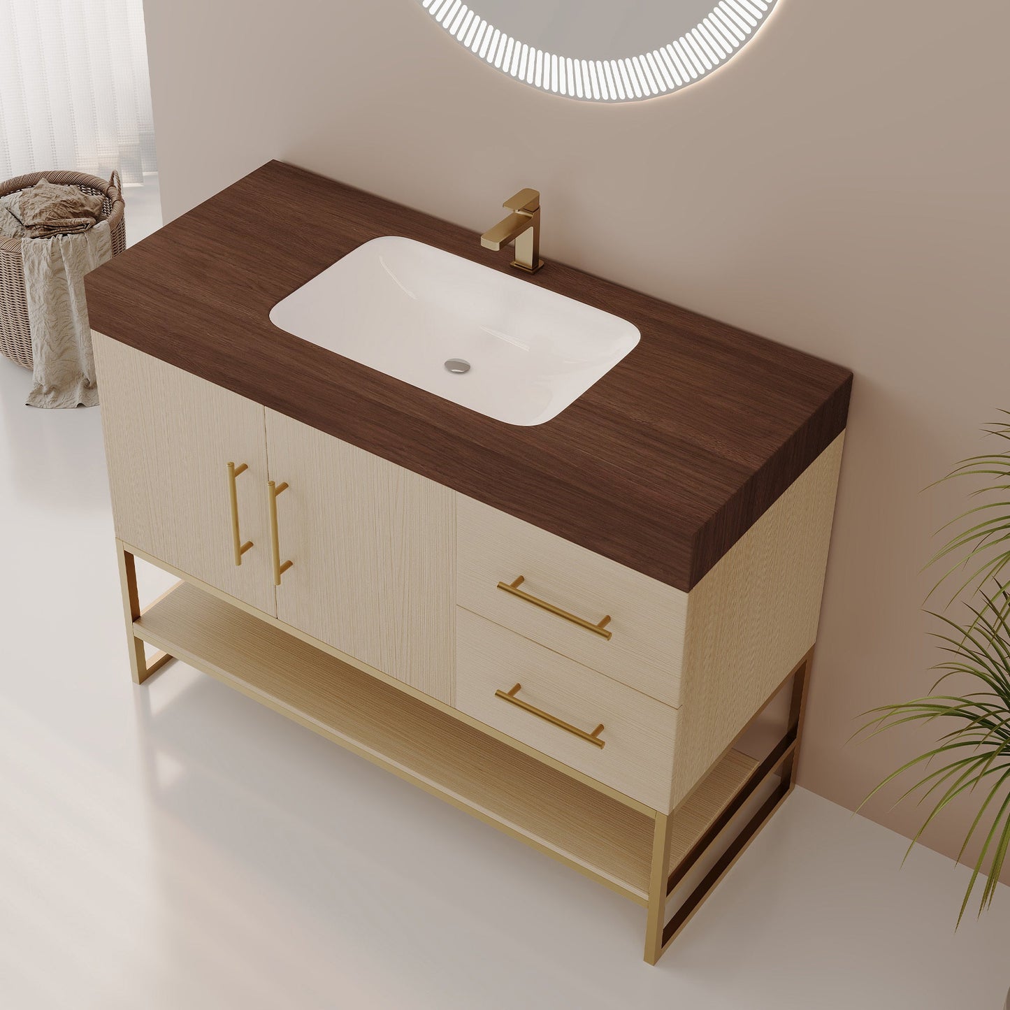 36' Modern Free-Standing Bathroom Vanity with Seamless Ceramic Sink & Sintere...