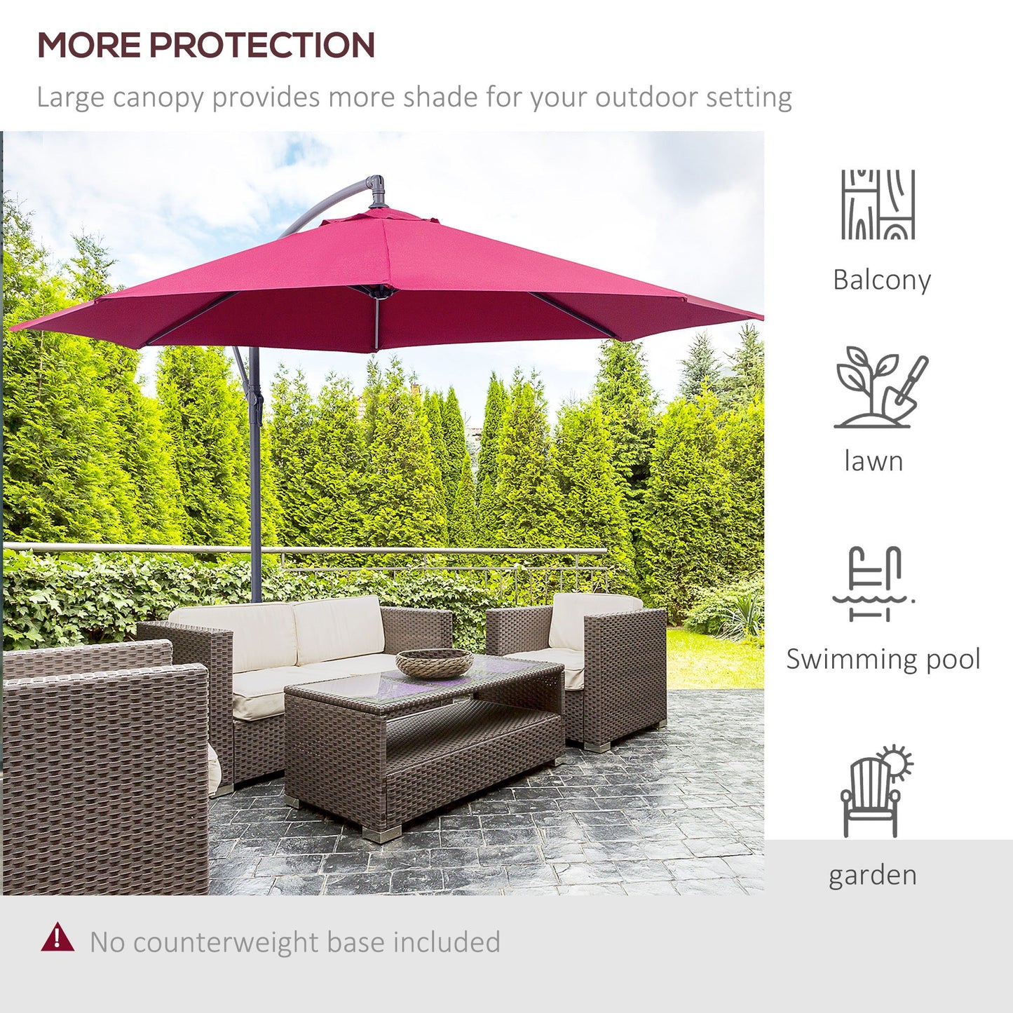 10ft Cantilever Offset Patio Umbrella Red Steel