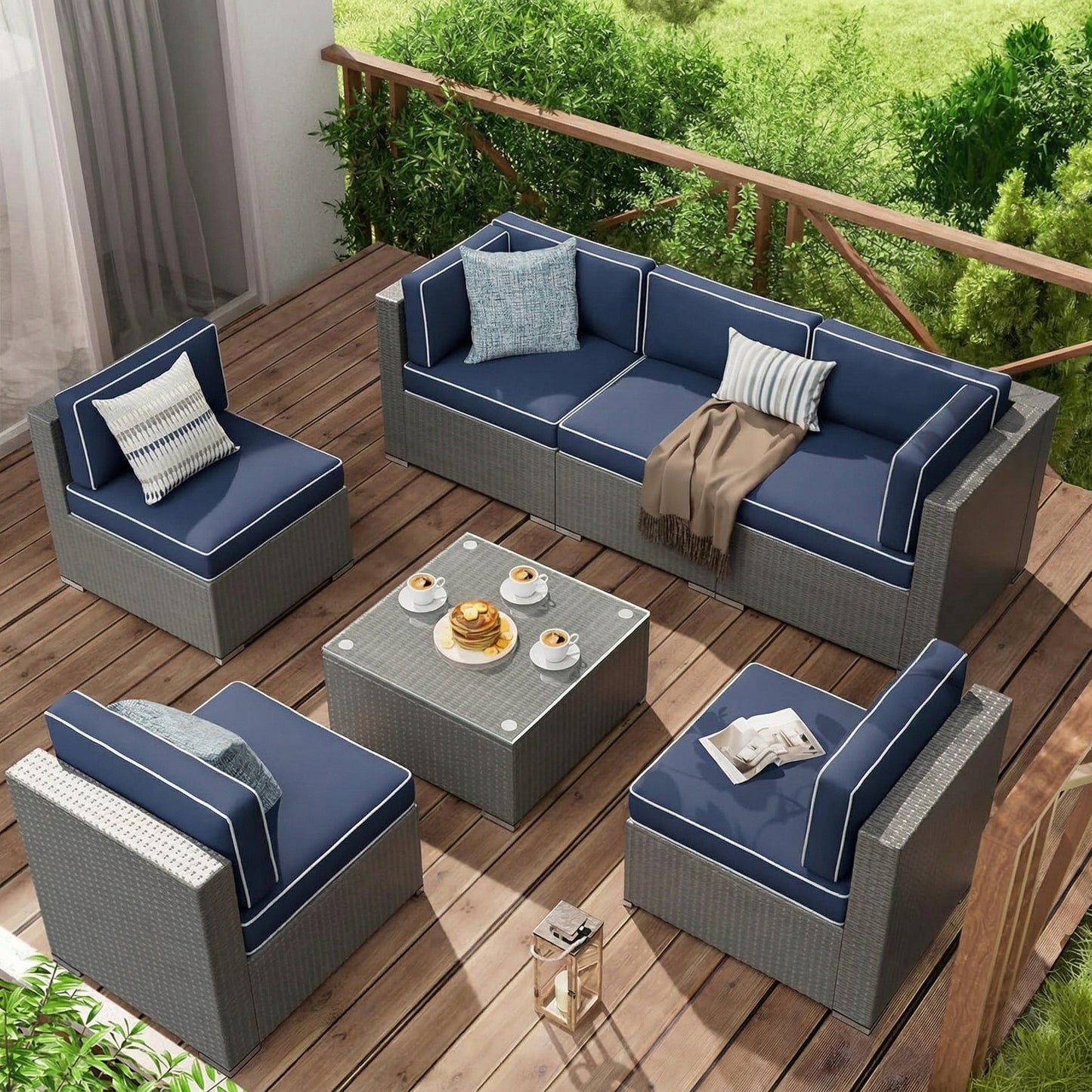 Cushion Covers for 7 Pcs (6-Seaters) Wicker Rattan Sectional Sofa,  14Pack