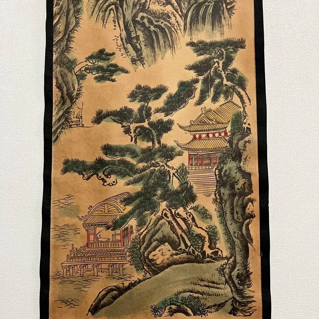 Chinese Rice Paper Four-Panel Landscape Scroll Painting