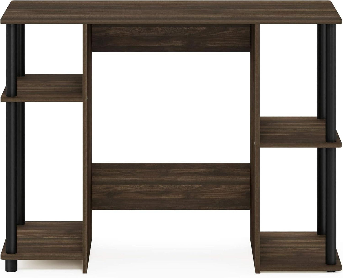 Walnut Computer Desk With Storage Shelves For Small Spaces