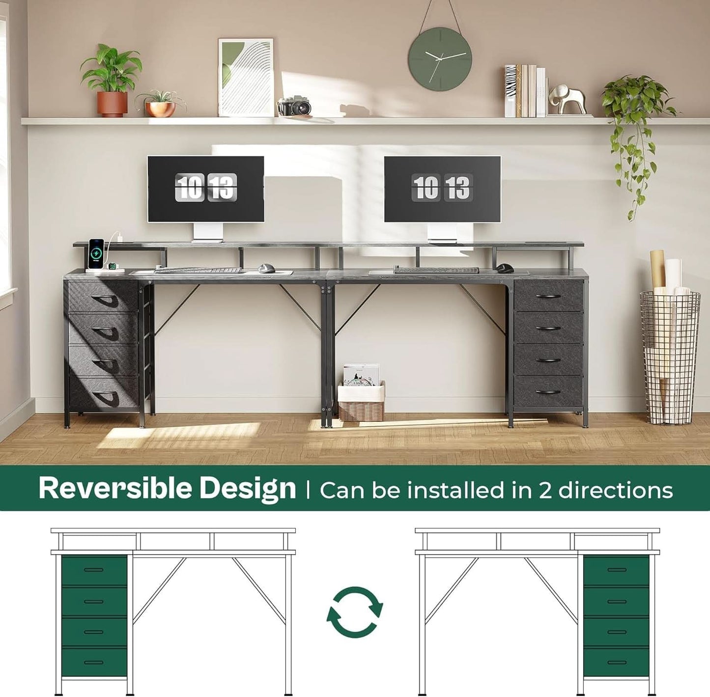 47 Inch Computer Desk With LED Lights For Home Office