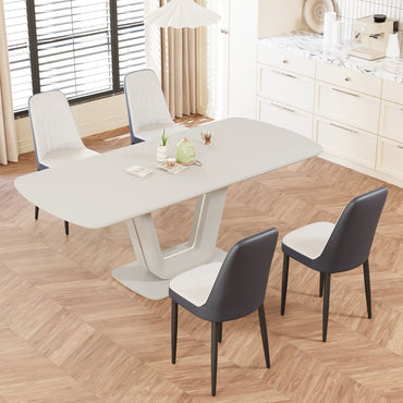 62.99-78.74' expandable dining table set for 2-8 people, equipped with 4 PU