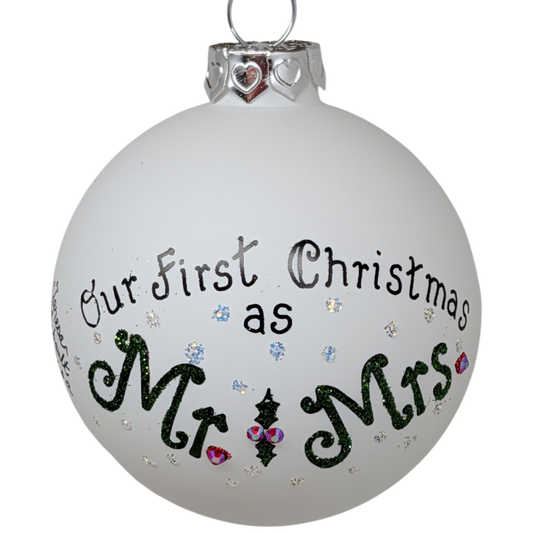 Christmas Keepsake Glass Ornament - First Christmas as Mr and Mrs
