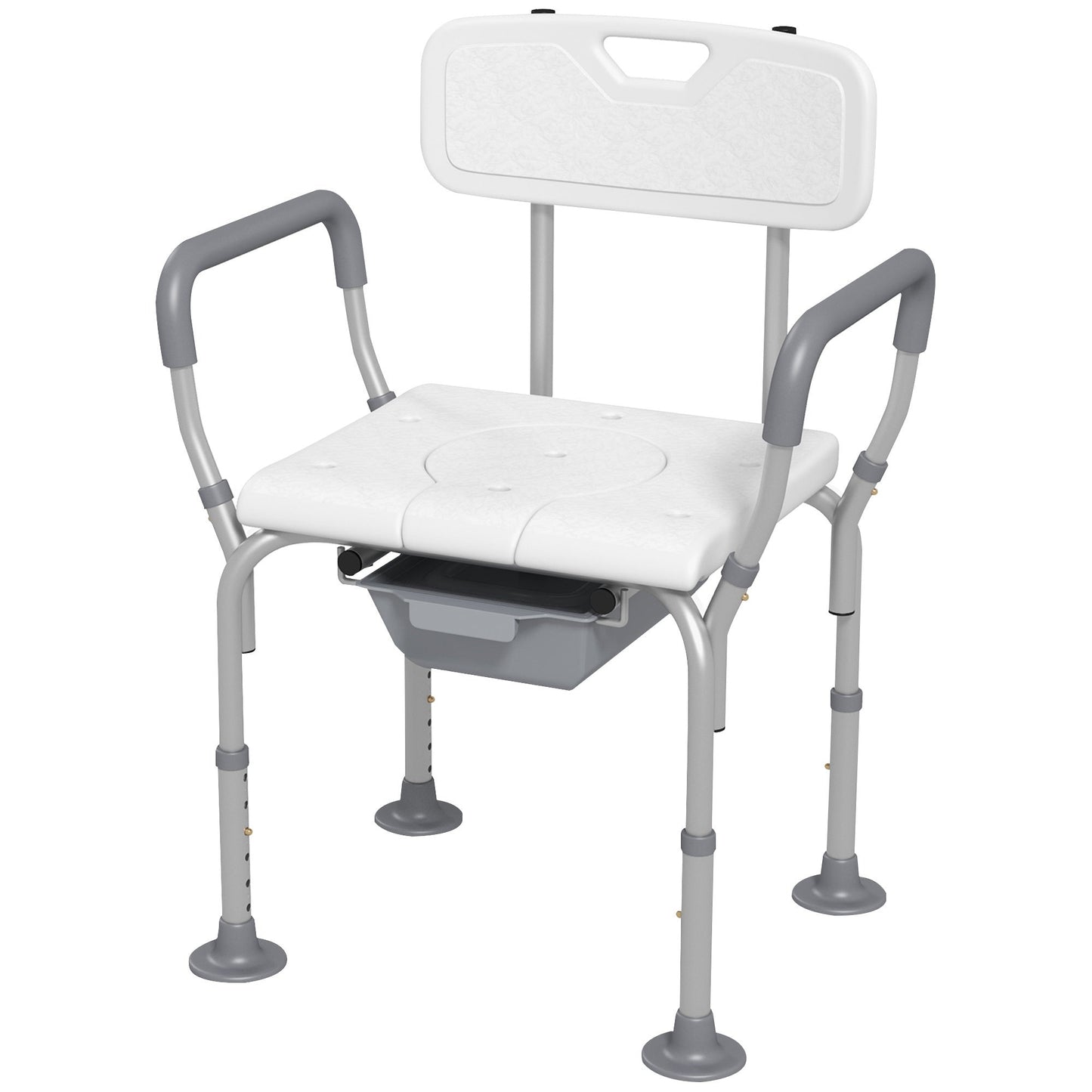 Shower Chair 3-in-1 Aluminum Commode Raised Toilet Seat Adjustable 299 LB