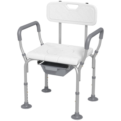 Shower Chair 3-in-1 Aluminum Commode Raised Toilet Seat Adjustable 299 LB