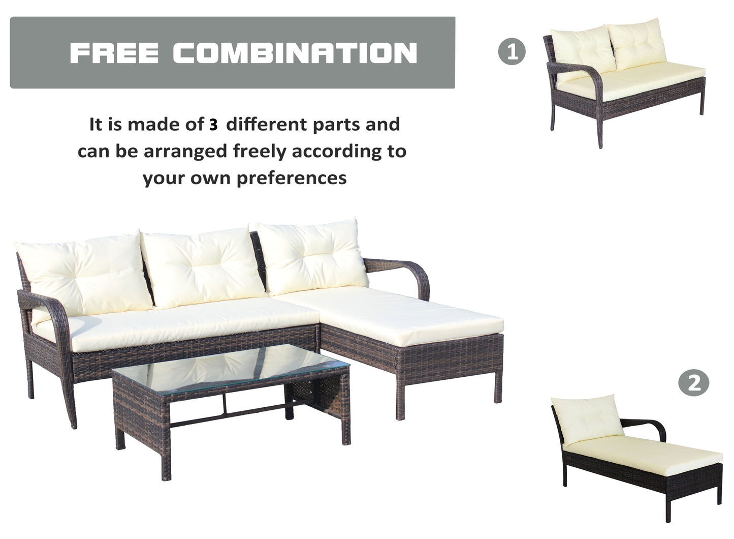 Outdoor Conversation Set PE Rattan 2 Piece Brown