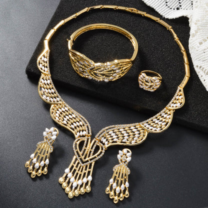 Copper Figaro Chain Jewelry Set with Necklace, Bracelet, Ring and Earrings