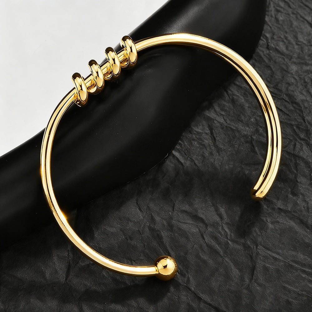 Mobius Irregular Geometric Open Cuff Bangle Set For Women, Broken Silver Stackable Bracelets, Minimal European Fashion Jewelry