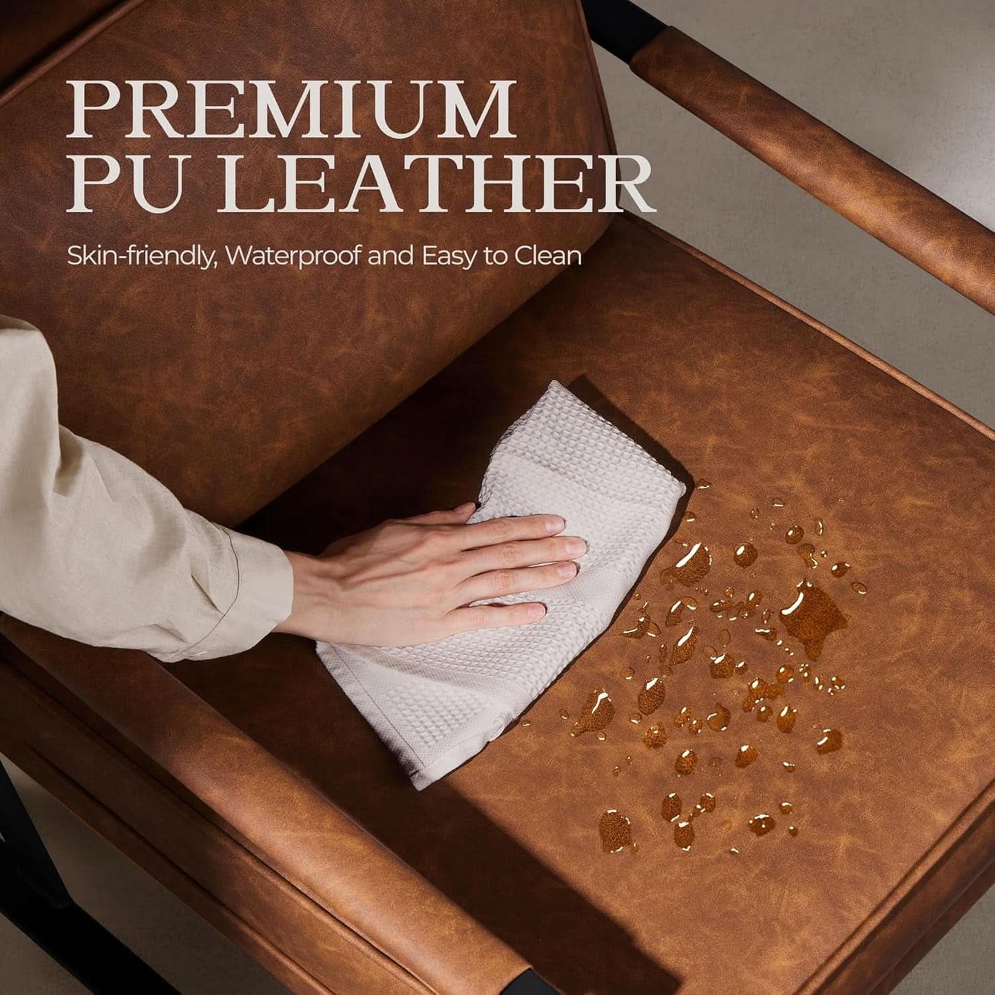 Luxurious PU Leather Armchair Set Ultrasoft Chestnut