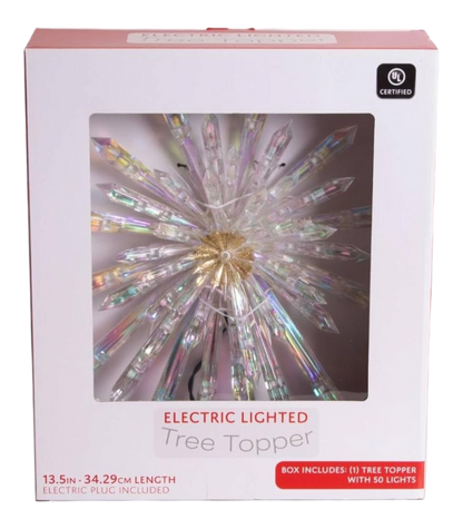 Lighted Acrylic Starburst Tree Topper with 50 Lights