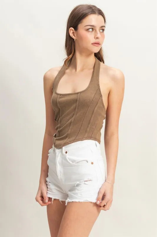 HYFVE Mineral Wash Halter Neck Everyday Top