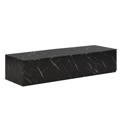 TV Stand Faux Marble Walnut Particle Board 4-Drawer Fits 88 In TV 78.7 In