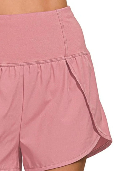 Zenana High Waisted Zippered Back Pocket Running Shorts