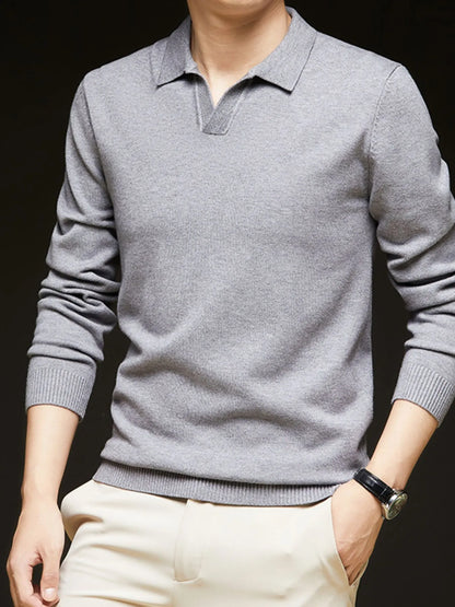 Men's Full Size Collared Neck Long Sleeve Polo Plus Size