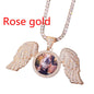 Large Winged Round Photo Copper Hip Hop Photo Frame Pendant Necklace