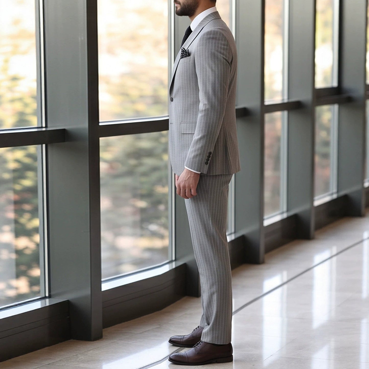 Mens Striped Business Suit Set
