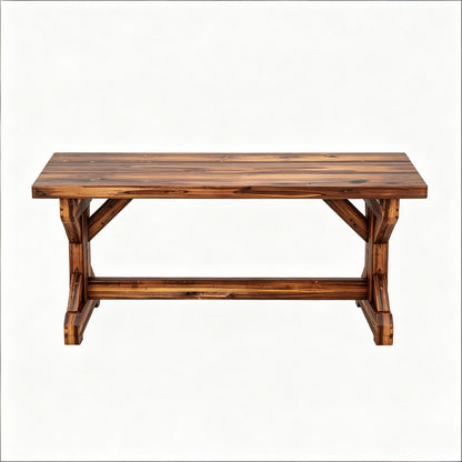 Outdoor Bench Backless Fir Wood Carbon 44in 528 lb Capacity X Base
