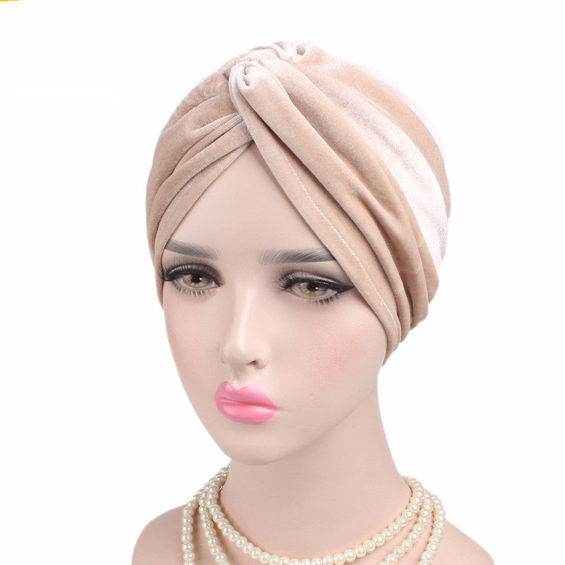 Autumn Winter Velvet Stretch Bandana Hat