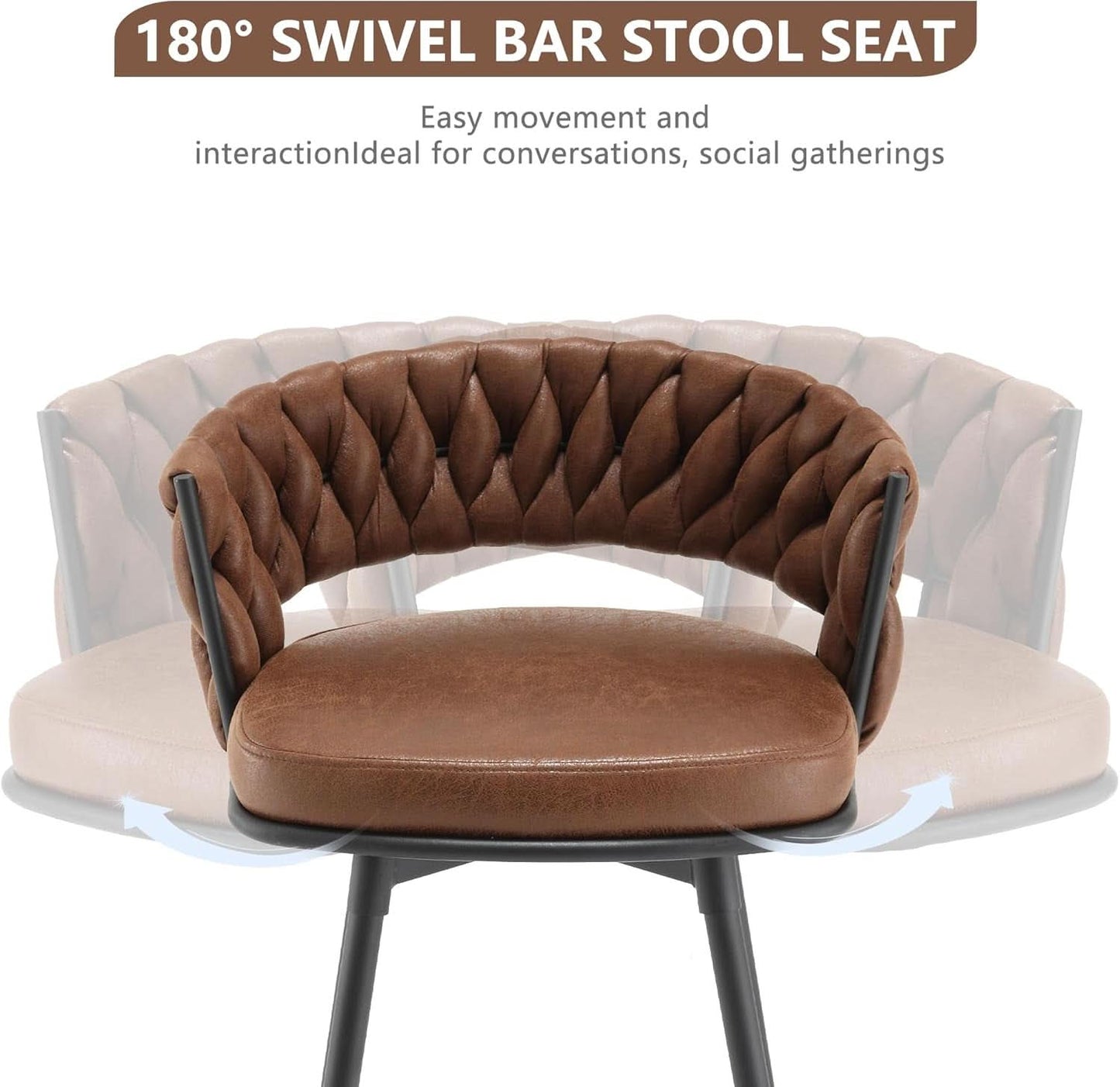 Elegant Swivel Bar Stools Set of Two 26 Inch