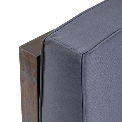 Outdoor Club Chair, Acacia Wood Patio Chair with Fabric Cushion, Backyard, Grey