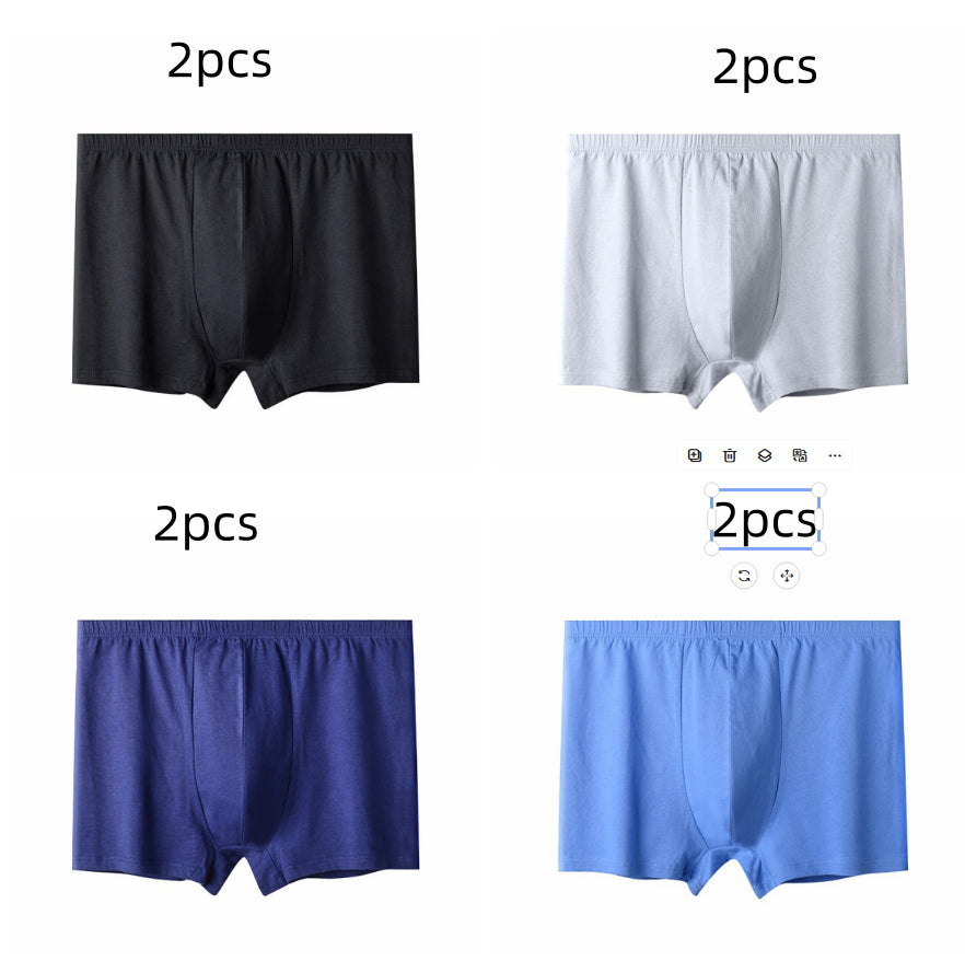 Men's High-waisted Pure Cotton Plus Size Loose Deep-crotch Cotton Breathable Boxer Shorts