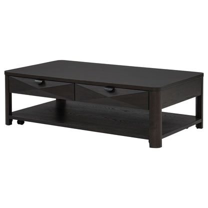 Marcelo Wood Coffee Table with 2 Drawers and Shelf Coffee