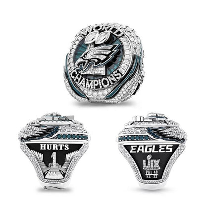 Philadelphia Eagles 2025 Championship Ring & Trophy Replica Set — Hurts (#1) or Barkley (#26) Edition