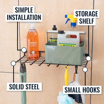 Afton Garden Tool Shelf With Hooks | Holds 40 lbs