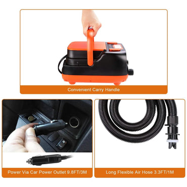 AGPtEK Electric Air Pump Digital 16PSI 12V Rechargeable SUP Electric Air Pump Compressor
