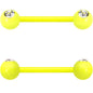 14G 5/8 Clear Gem Yellow Acrylic Over Steel Nipple Barbell Set