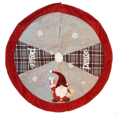 Gnome Embroidered Fleece Tree Skirt - 48 Inch - Grey