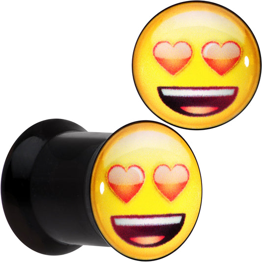 0G Licensed Heart Eyes emoji Acrylic Double Flare Plug Set