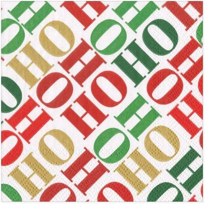 Ho Ho Ho Paper Cocktail Napkins in White