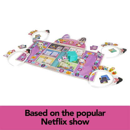 Gabby’s Dollhouse Meow-Mazing Board Game Based on The DreamWorks Netflix Show with 4 Kitty Headbands