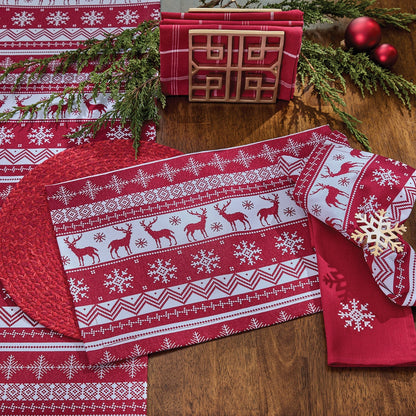 Patricia Heaton Home Holiday Fairisle Embroidered Napkin