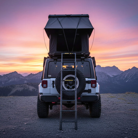 Trailora Nova Aluminum Hard-Shell Rooftop Tent With Ladder, Tri-Color LED Lighting, And Memory Foam Mattress [2-3 People] (SAK57409)
