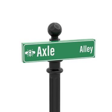 "Axle Alley" Street Sign - Custom Printed - 1x4 Tile Made with LEGO® Parts