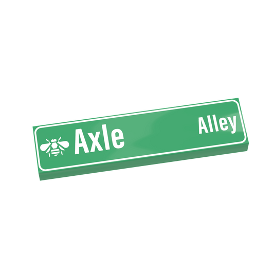 "Axle Alley" Street Sign - Custom Printed - 1x4 Tile Made with LEGO® Parts