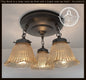 Antique AMBER 1930's Holophane Hobnail Glass Ceiling Light