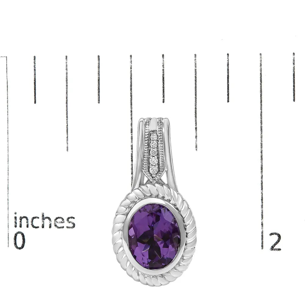 Amethyst & Diamond Accent Rope Design Drop Earrings in Sterling Silver – Oval Cut