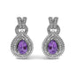 Amethyst & Diamond Accent Teardrop Stud Earrings in Sterling Silver – Pear Cut