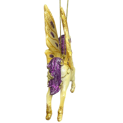 Gold  Winged / Purple Mane Unicorn Ornament